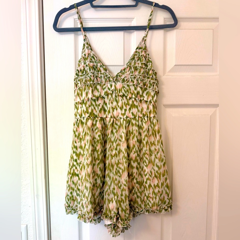 Francesca's Cream and Pink Floral Romper